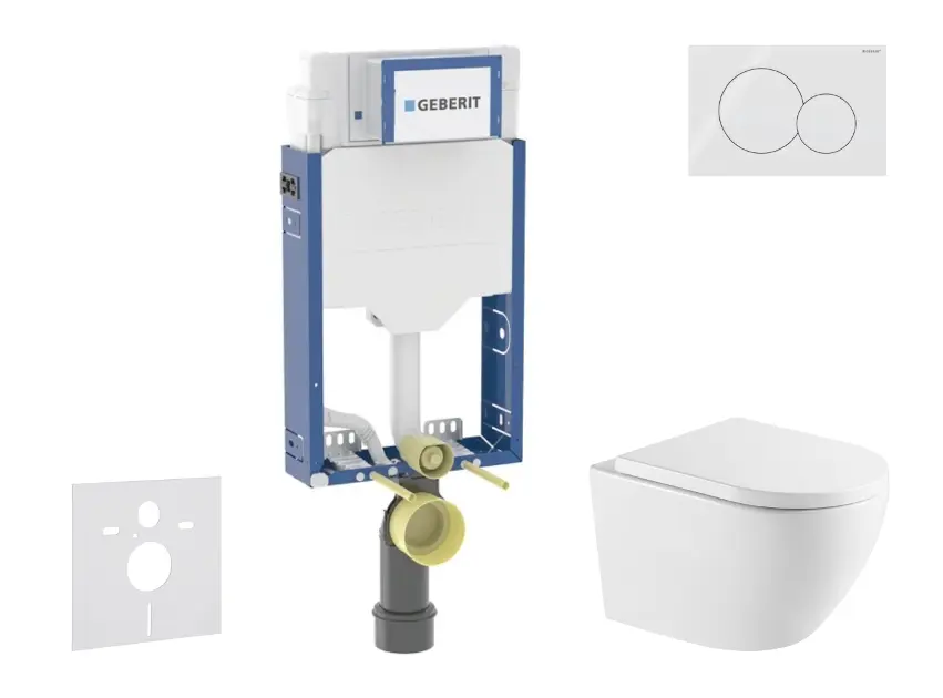 Geberit Kombifix - Set předstěnové instalace, klozetu Oudee a sedátka softclose, tlačítko Sigma01, alpská bílá SANI15CA3158