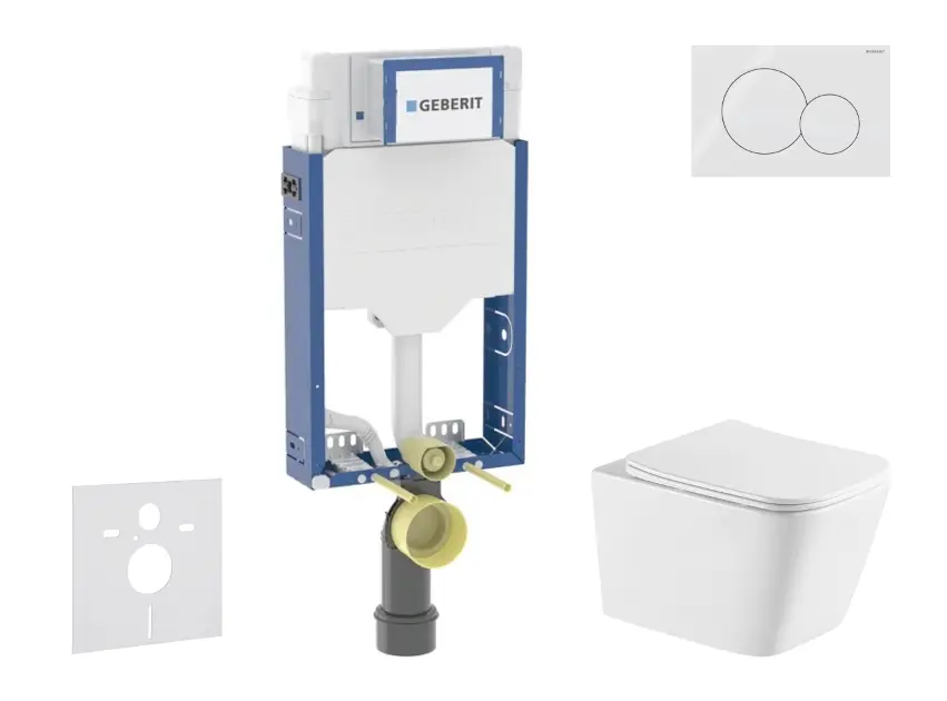 Geberit Kombifix - Set předstěnové instalace, klozetu Arkas I a sedátka softclose, tlačítko Sigma01, alpská bílá SANI15CA3164