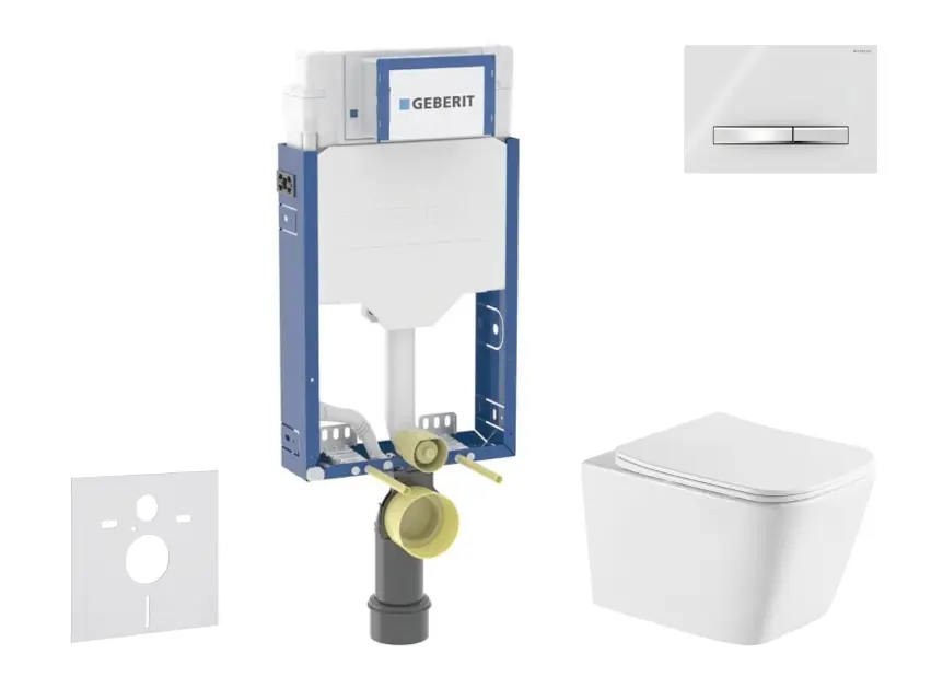 Geberit Kombifix - Set předstěnové instalace, klozetu Arkas I a sedátka softclose, tlačítko Sigma50, chrom/alpská bílá SANI15CA3168