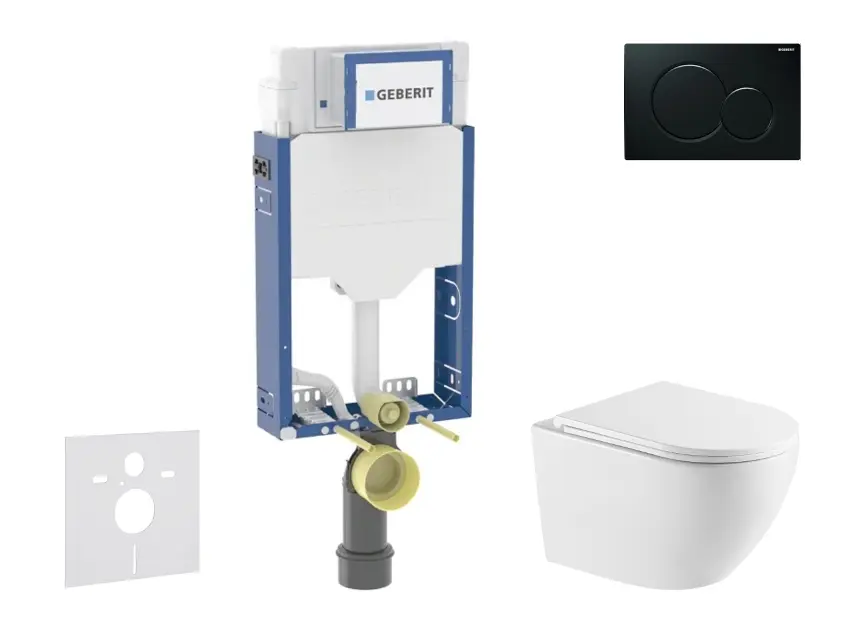 Geberit Kombifix - Set předstěnové instalace, klozetu Oudee a sedátka softclose, tlačítko Sigma01, černá SANI15CA5155