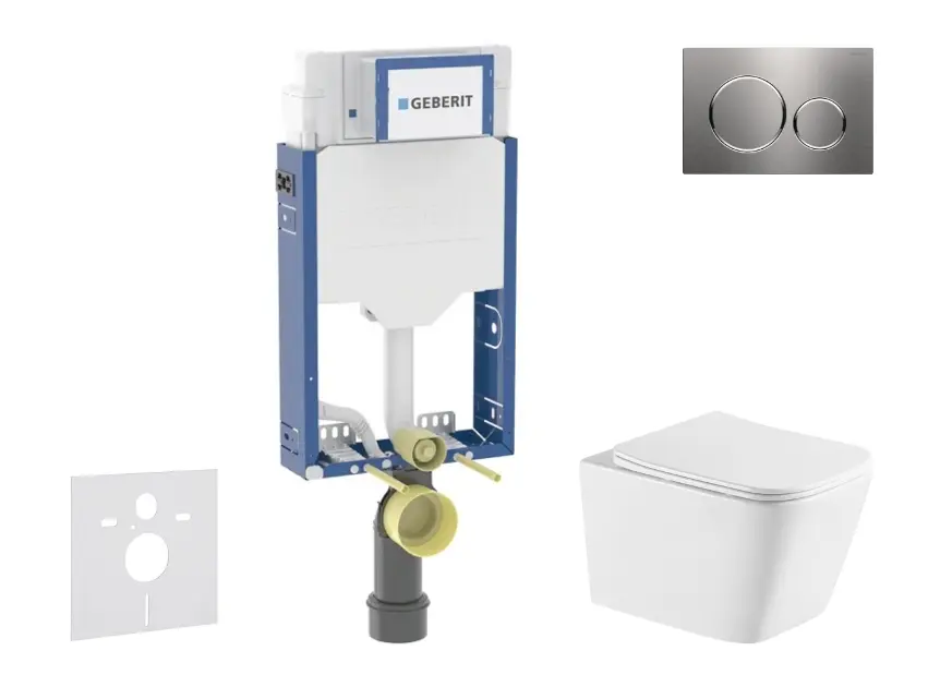 Geberit Kombifix - Set předstěnové instalace, klozetu Arkas I a sedátka softclose, tlačítko Sigma20, nerez SANI15CA6112