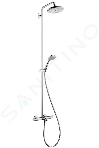 Hansgrohe Croma 220 - Set de douche Showerpipe avec thermostat, 22 cm, 1 jet, chrome 27223000