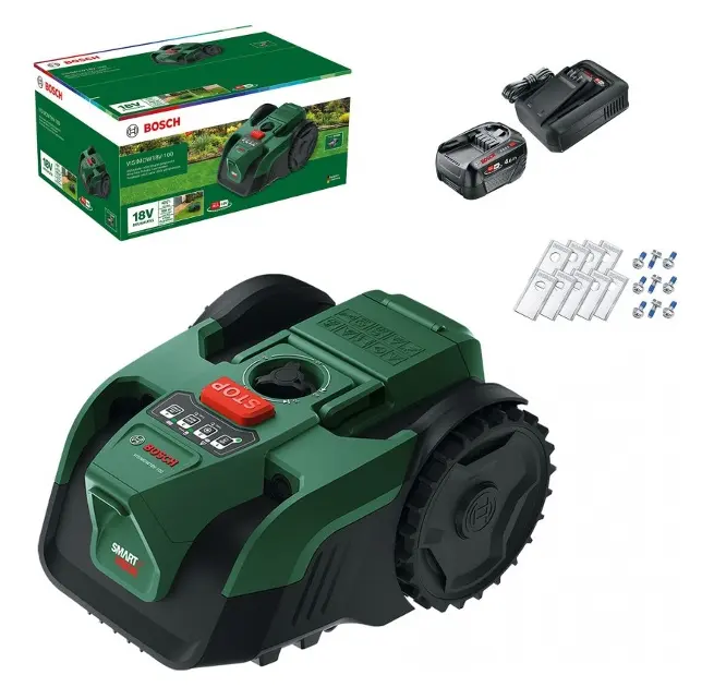 Bosch - 18V AKUMULATOR Kosiarka automatyczna VisiMow18V-100, 1x akumulator 4.0 Ah Li-Ion, ładowarka 06008E1002