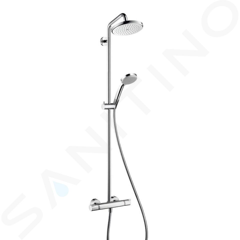 Hansgrohe Croma 220 - Duschsäule Showerpipe mit Thermostatbatterie, 220 mm, 1 Strahl, verchromt 27185000