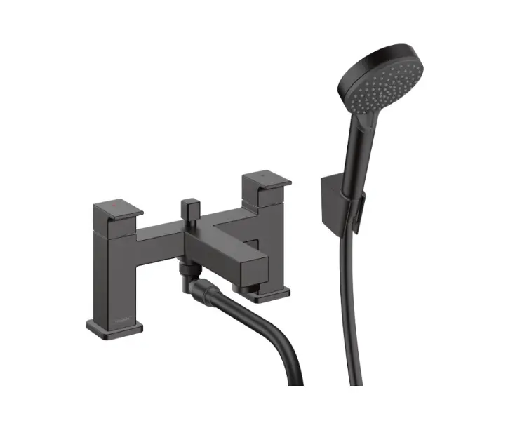 Levně Hansgrohe - Baterie na okraj vany s příslušenstvím, 2-otvorová instalace, matná černá 71462670ROZ1