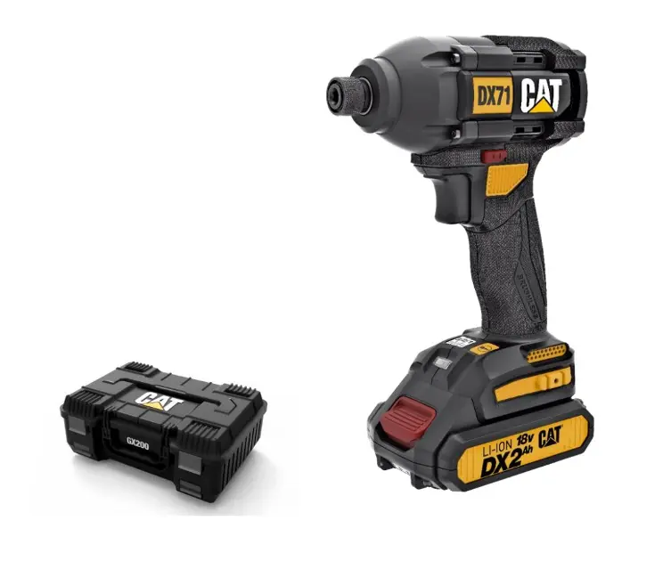 Caterpillar - 18V AKKU ütvecsavarozó, 2x 2,0 Ah Li-Ion akkumulátor, töltő DX71