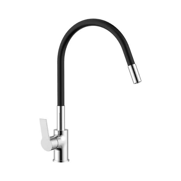 Jika Cubix - Dřezová baterie s flexibilním ramenem a sprškou, černá/chrom H3512I17744201