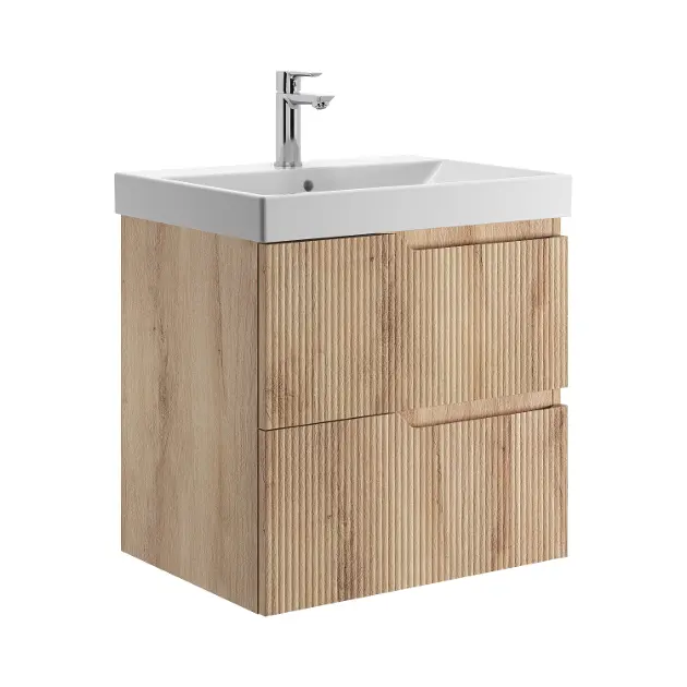 Jika Cubito Style - Ormarić za umivaonik, 55 x 57 x 45 cm, 2 ladice, završna obrada u drvenom izgledu H40J4404023551