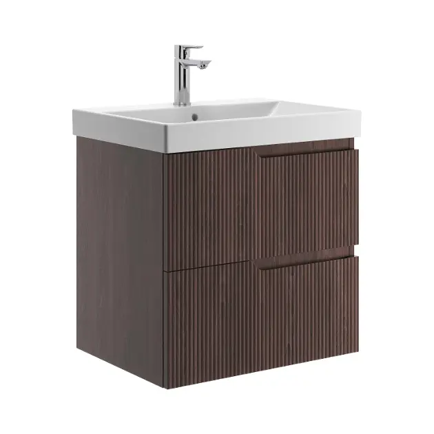 Jika Cubito Style - Ormarić za umivaonik, 60 x 57 x 45 cm, 2 ladice, tamni orah H40J4414023561