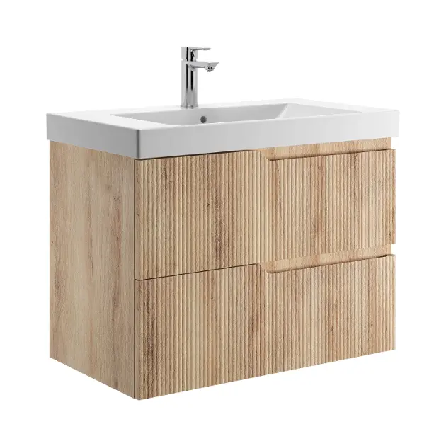 Jika Cubito Style - Ormarić za umivaonik, 80 x 57 x 45 cm, 2 ladice, završna obrada u drvenom izgledu H40J4424023551