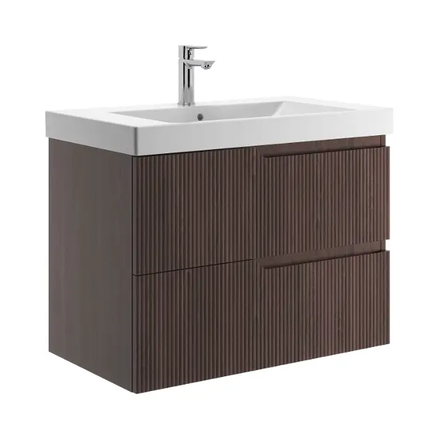 Jika Cubito Style - Ormarić za umivaonik, 80 x 57 x 45 cm, 2 ladice, tamni orah H40J4424023561