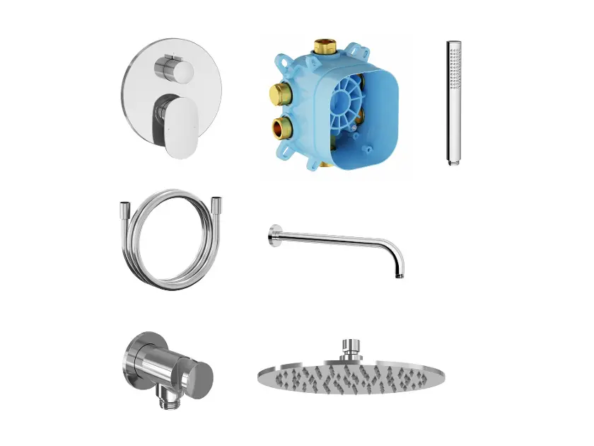 Ravak Spring - Sprchová batéria pod omietku SG 090.00CR, s telesom, s príslušenstvom, chróm X07S145