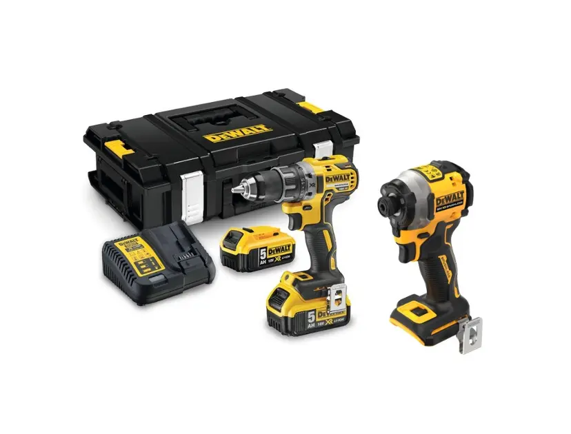 DeWALT - 18V AKU súprava vŕtacieho skrutkovača a rázového uťahovača, 2x aku 5,0 Ah Li-Ion, nabíjačka DCD791P2A