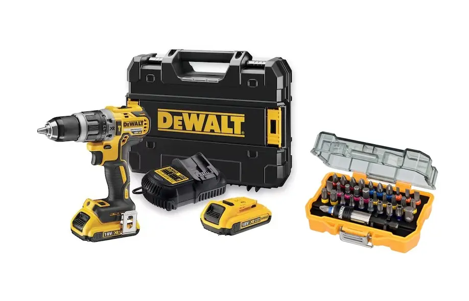 DeWALT - 18V AKU vŕtací skrutkovač s príklepom, s príslušenstvom, 2x aku 2,0 Ah Li-Ion, nabíjačka DCD796D2A