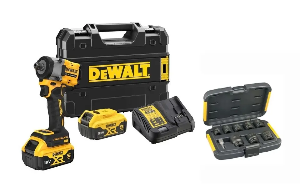 DeWALT - 18V AKU rázový uťahovač, s príslušenstvom, 2x aku 5,0 Ah Li-Ion, nabíjačka DCF922P2TA