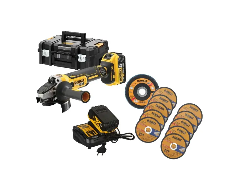 DeWALT - 18V AKU uhlová brúska 125 mm, s príslušenstvom, 2x aku 5,0 Ah Li-Ion, nabíjačka DCG405P2A