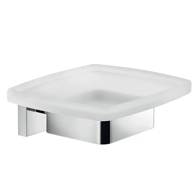 Sapho Gedy Elba - Dosificador de jabón con soporte, cristal lechoso/cromo A01113