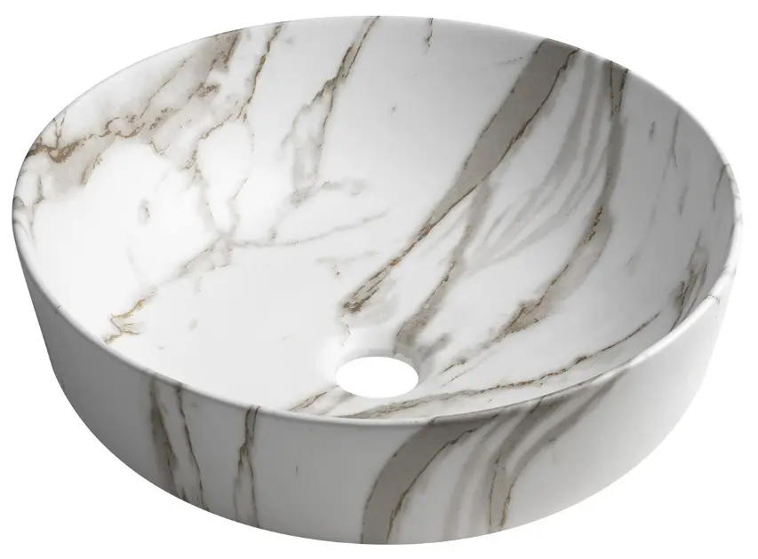 Sapho - Umivaonik za nadgradnju Rondea, promjer 41 cm, bez preljeva, bez otvora za slavinu, bianco carrara AR445BC