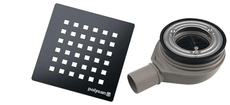 E-shop Polysan Flexia - Vaničkový sifón, priemer 90 mm, s krytkou, gun metal 17754