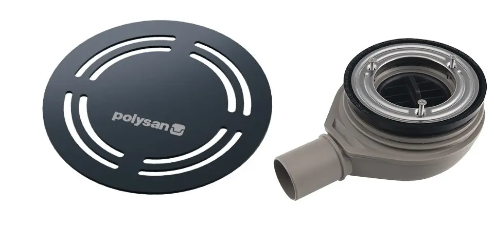 E-shop Polysan Flexia - Vaničkový sifón, priemer 90 mm, kruhová s krytkou, gun metal 17784