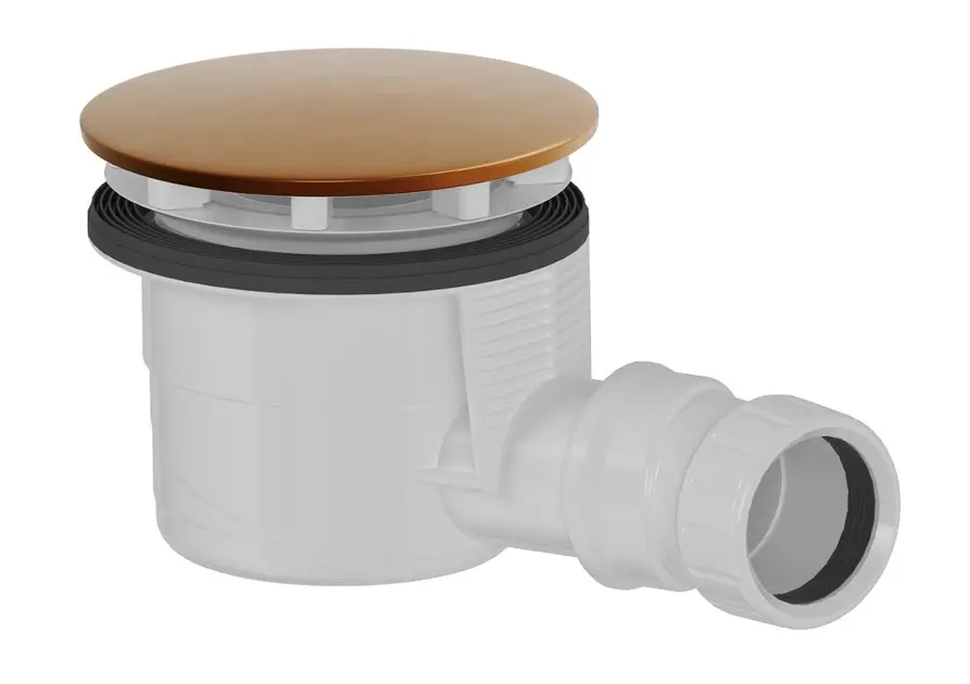 E-shop Polysan - Vaničkový sifón, priemer 90 mm, s krytkou, matná meď 17911PG