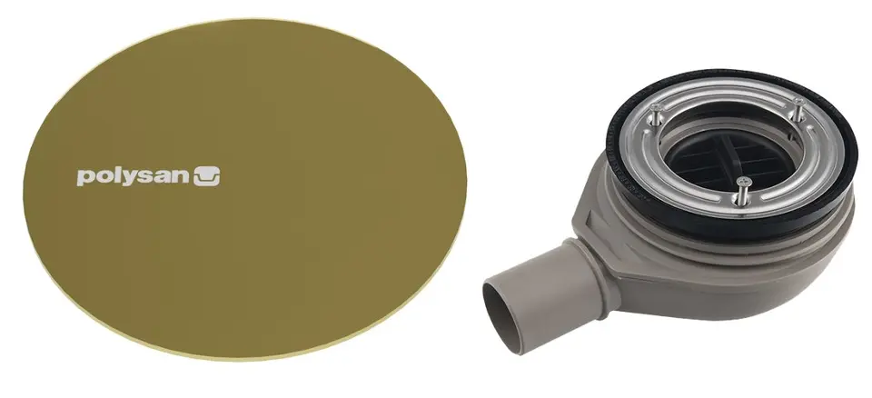 E-shop Polysan - Vaničkový sifón Mirai, priemer 90 mm, s krytkou, zlatá 72730G