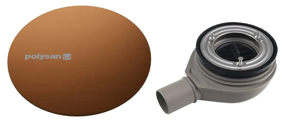 E-shop Polysan - Vaničkový sifón Mirai, priemer 90 mm, s krytkou, matná meď 72730PG
