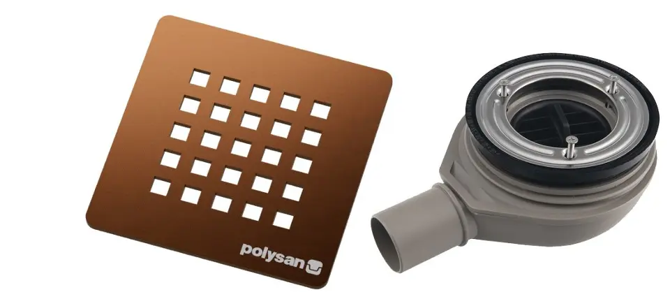 E-shop Polysan - Vaničkový sifón Treneca, priemer 90 mm, s krytkou, matná meď 84999.70