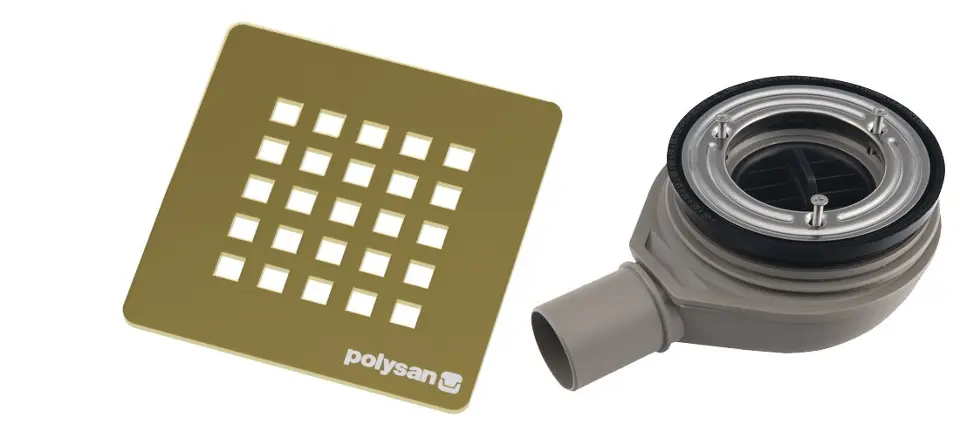 E-shop Polysan - Vaničkový sifón Treneca, priemer 90 mm, s krytkou, zlatá 84999.90