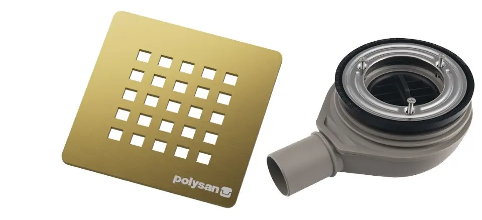 E-shop Polysan - Vaničkový sifón Treneca, priemer 90 mm, s krytkou, matná zlatá 84999.91