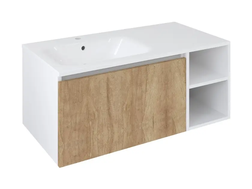 Levně Sapho Lorea - Umyvadlová skříňka 100x46x52 cm, 1x zásuvka, levá, dub alabama/matná bílá LE070-2231-L-12