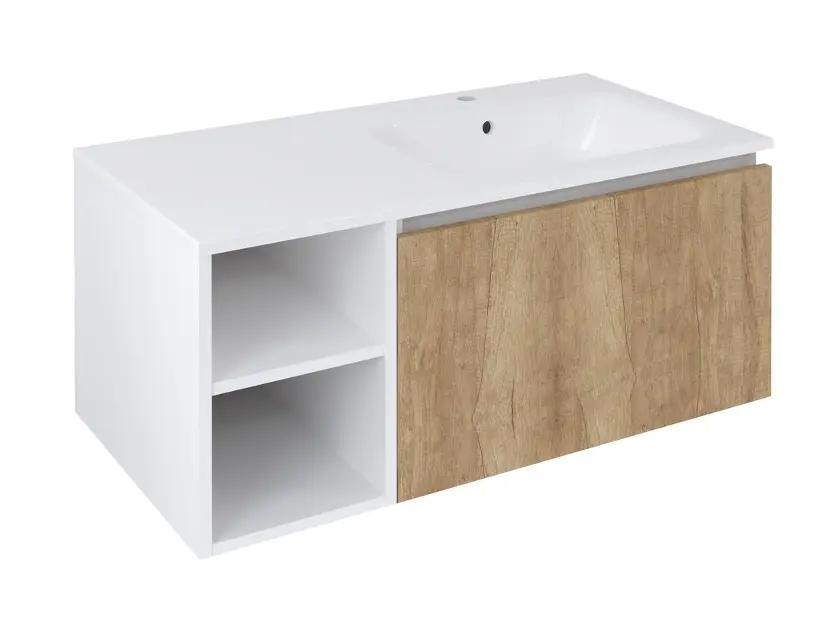 Levně Sapho Lorea - Umyvadlová skříňka 100x46x52 cm, 1x zásuvka, pravá, dub alabama/matná bílá LE070-2231-R-12