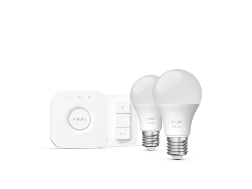 Levně Philips Hue Essential - Chytrá sada se 2 žárovkami, můstkem Bridge a ovladačem 929004235410