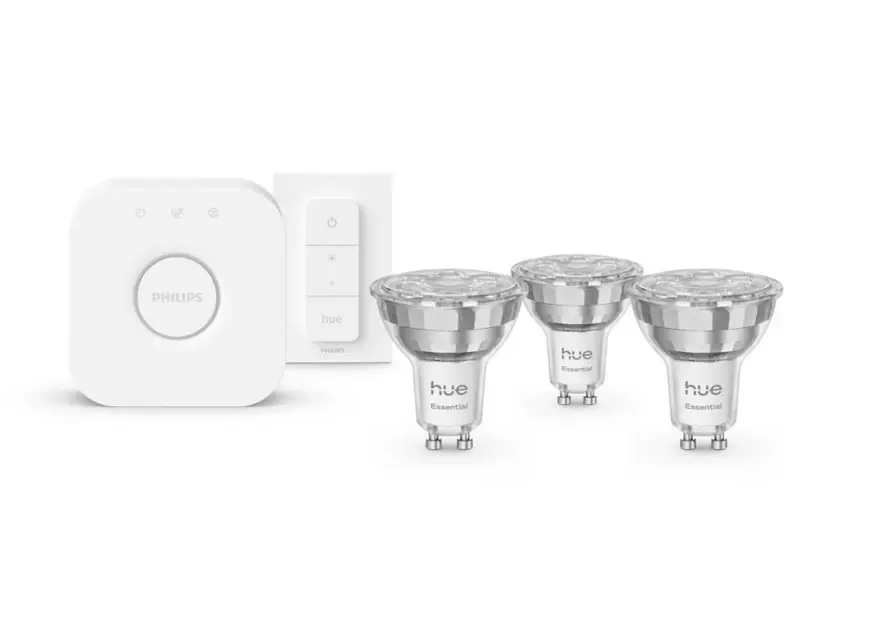 Levně Philips Hue Essential - Chytrá sada se 3 žárovkami, můstkem Bridge a ovladačem 929004235709