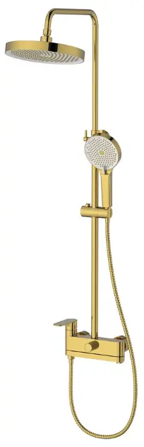 Sapho - Duschset mit Armatur, Durchmesser 26 cm, 2 Strahlarten, mattgold CF139GB