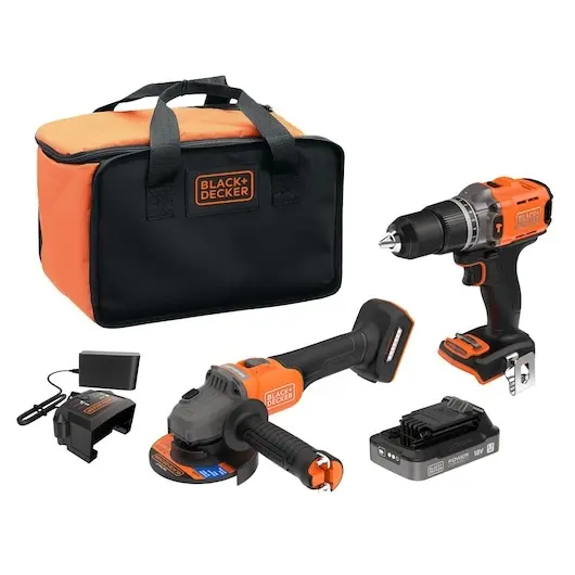 BLACK+DECKER - 5dílná sada AKU nářadí, baterií a nabíječky BCK24E1SB-QW