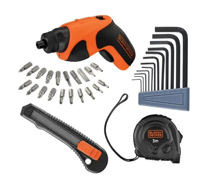 BLACK+DECKER - 3,6V akkus csavarhúzó, USB kábel, tartozékokkal CS3651LCA35-QW
