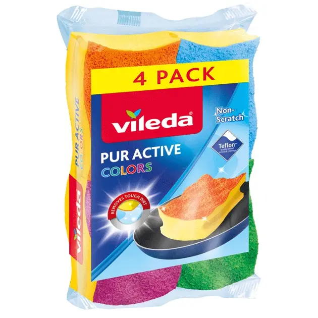Vileda - Éponge PUR active Colors, 4 pièces 169492