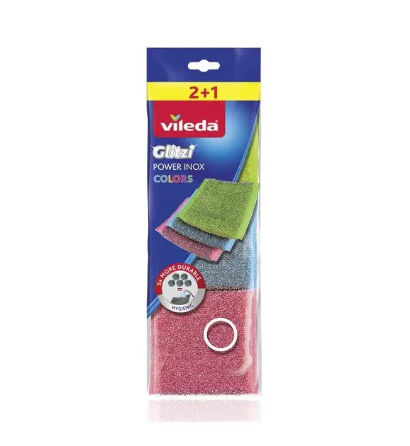 Vileda - Edelstahl-Power-Scheuerpad Colors, 3 Stk. 174725