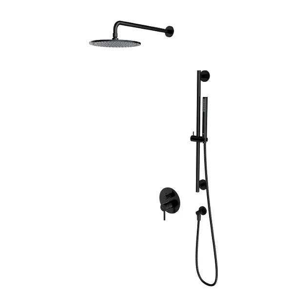 OMNIRES Y - Set za tuš s ugradbenim miješalicom, uključujući glavu tuša, promjer 25 cm, crna SYSY47BL