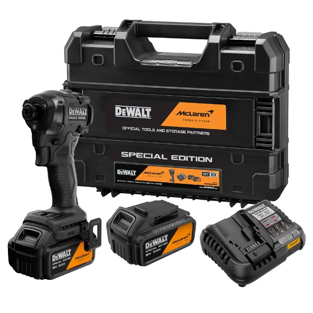 Levně DeWALT - 18V AKU rázový utahovák, McLaren, 2x aku 5,0 Ah XR Li-Ion, nabíječka DCF86MP2T