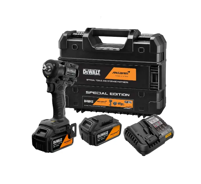 Levně DeWALT - 18V AKU rázový utahovák, McLaren, 2x aku 5,0 Ah XR Li-Ion, nabíječka DCF92MP2T