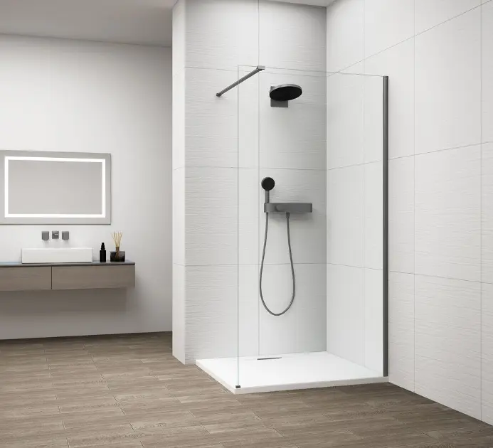 E-shop Polysan Esca - Sprchová stena Walk-In 100x210 cm, Antidrop, sklo číre/gun metal ES1010-11