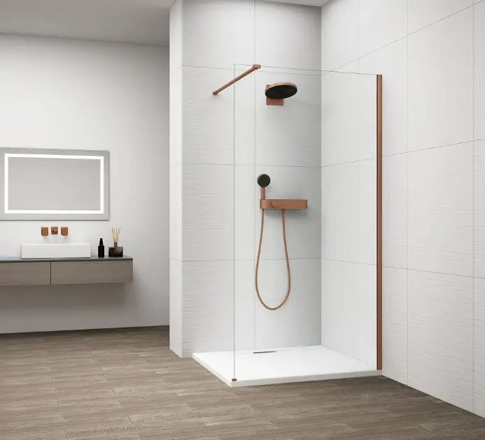 Polysan Esca - Walk-In-Duschwand 120 x 210 cm, Antidrop, Glas klar/Kupfer matt ES1012-09
