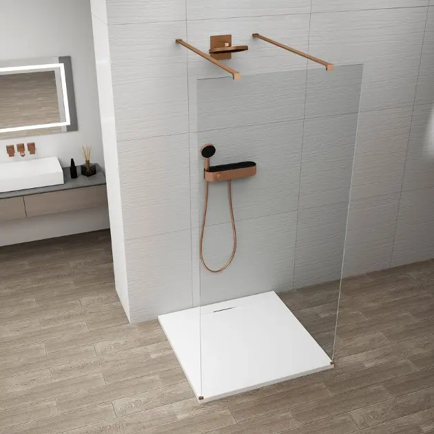 E-shop Polysan Esca - Sprchová stena Walk-In 120x210 cm, Antidrop, číre sklo/meď mat ES1012-10