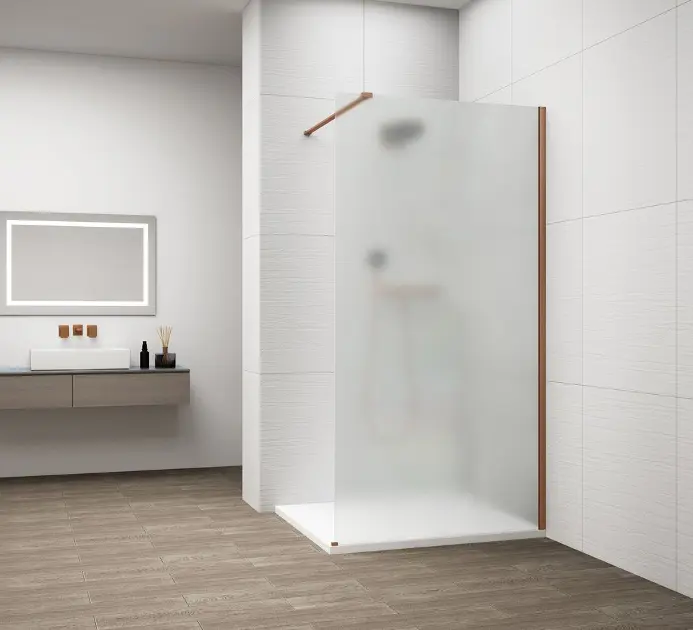E-shop Polysan Esca - Sprchová stena Walk-In 100x210 cm, Antidrop, matné sklo/meď mat ES1110-09