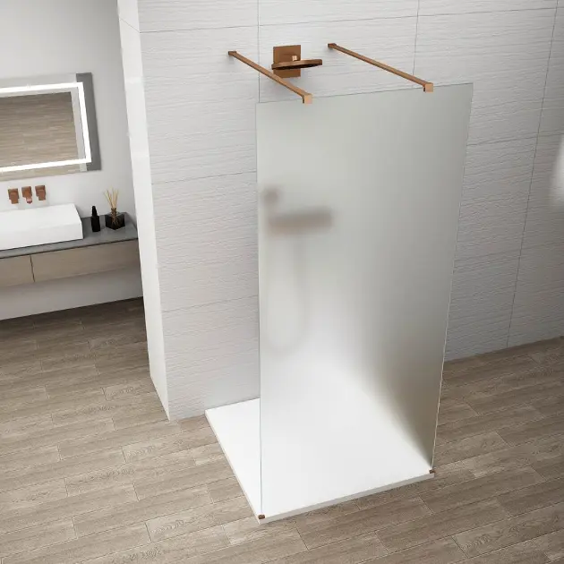 E-shop Polysan Esca - Sprchová stena Walk-In 100x210 cm, Antidrop, matné sklo/meď mat ES1110-10