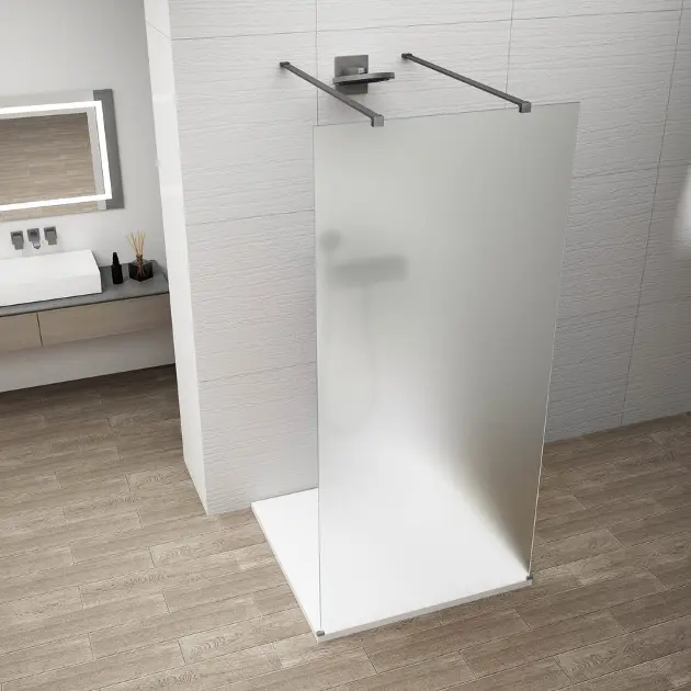 E-shop Polysan Esca - Sprchová stena Walk-In 100x210 cm, Antidrop, matné sklo/gun metal ES1110-12