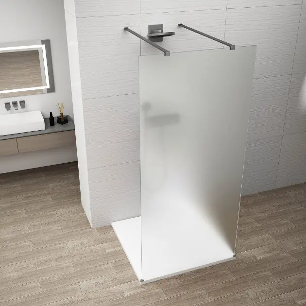 Polysan Esca - Zid za tuširanje Walk-In 120x210 cm, Antidrop, matirano staklo/gun metal ES1112-12