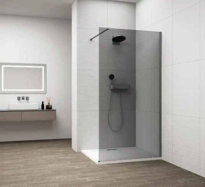 Polysan Esca - Zid za tuširanje Walk-In 120x210 cm, Antidrop, dimljeno staklo/gun metal ES1212-11